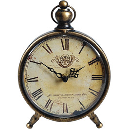HZDHCLH Retro Silent Roman Table Clock for Living Room Bedroom Office Art Desk Clock (Copper Black)