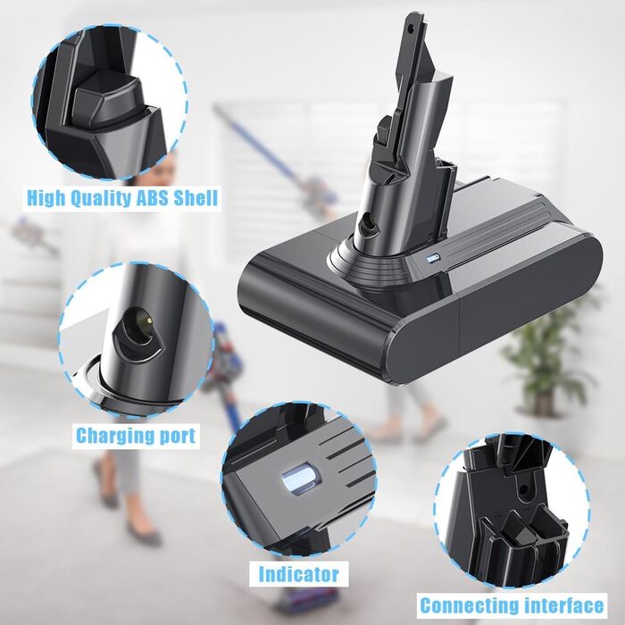 Акумулятор для пилососа Dyson V8 (21.6V, 4500mAh, Li-ion) з 2 фільтрами