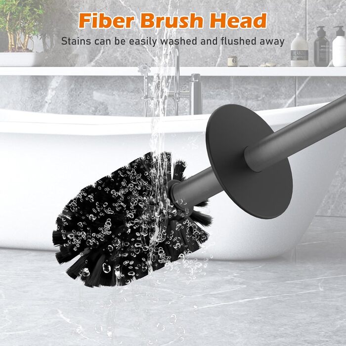 Набір для чищення унітазу з нержавіючої сталі 304, комплект з щіткою та тримачем для стіни, 2 насадки (сірий квадрат)