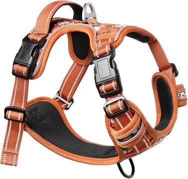 Шлейка для собак HEELE з поглинанням ривка, світловідбиваюча, для середніх собак, з м'яким ручним захопленням, коричнева, розмір M (L - обхват грудей: 43-86 см)