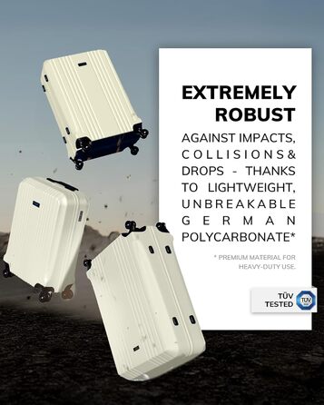 Набір валіз FERGÉ 3 шт. з жорстким корпусом та TSA-замком Cannes. Валізи-ролери (Handgepäck, L, XL). Жорсткий корпус, міцний полікарбонат, 4 колеса, валіза XL 75 см, колір Ivory-matt