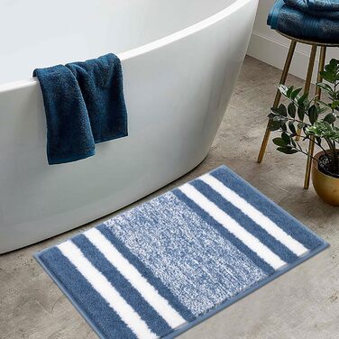 Pauwer Microfiber Bath Mats & Rugs - Plush, Absorbent, Non-Slip - 60x120 cm - Washable Bathroom Rugs for Bedroom, Living Room, Blue