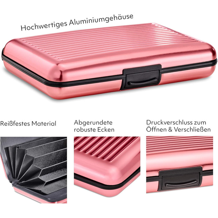 VALLET® Елегантне шкіряне картхолдер з RFID захистом (Алюміній, Рожевий)