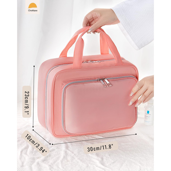 Чоловіча/Жіноча дорожня косметичка для підвішування – водонепроникна косметичка з прозорим вікном, легка, рожева, середнього розміру (30x23x10 см)