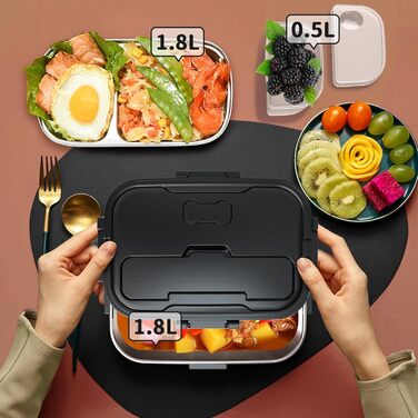 Електрична ланчбокс SOOOEC 100W, 3-в-1 з нержавіючою сталею, 12V/24V/220V для авто/офісу, з ізольованою сумкою (Оранжево-Чорний)