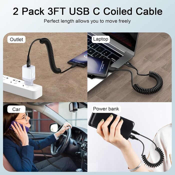 Кабель USB Type-C, 3 шт. (3M+2M+1M) для Samsung, Huawei, Xiaomi. Швидка зарядка, передача даних, нейлон.