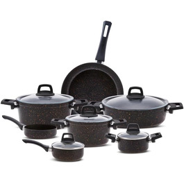 Набір кухонного посуду Karaca Biogranit Blackgold (12 предметів) | Посуд з антипригарним покриттям | Стійкий до подряпин | Здоровий та екологічний | Енергоефективний | Елегантний дизайн | Легко миється