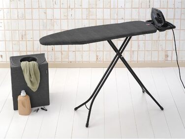 Гладильна дошка Brabantia Bügelbrett B, 124 x 38 см, Denim Black – 100% Fairtrade-бавовна, стабільна, регульована висота, з відсіком для праски