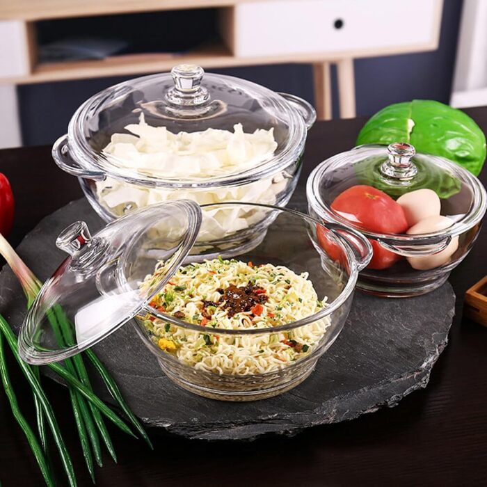 Cabilock Glass Pot Soup Pot Glass Pot Induction Pot Glass Pan Heat-Resistant Glass Pot Borosilicate Glass Pot Braising Pot Noodle Bowl For Transparent M Yogurt Casserole