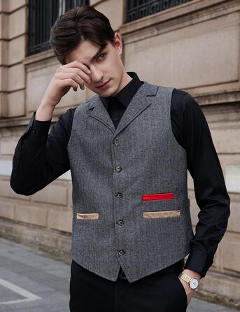 Твідова жилетка для полювання, коричнева, в стилі ретро/вінтаж, ідеальна для весілля та повсякденного носіння