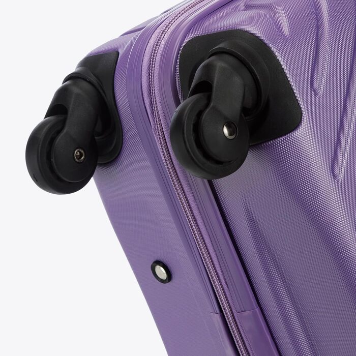 Набір валіз WITTCHEN Cube Line (S+M+L) з ABS, геометричним тисненням, 4 колесами, телескопічним ручками та комбінаційним замком. Ліловий колір.