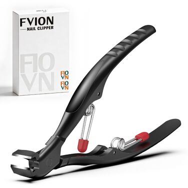 Професійний кусачок для товстих нігтів на ногах FVION: великий кліпер з довгим ручкою та подвійною пружиною для літніх людей та людей з обмеженою рухливістю, чорний