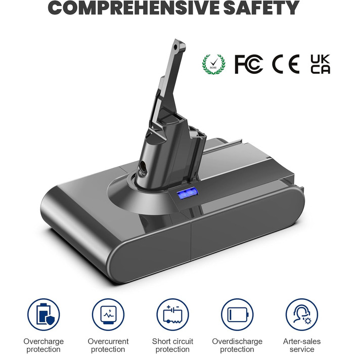 Замінний акумулятор Dyson 6000mAh для пилососів DC58, DC62, DC59, DC61, DC72, DC74, SV03, SV05, SV06, SV07, SV09 (6.0 Ah, V8)