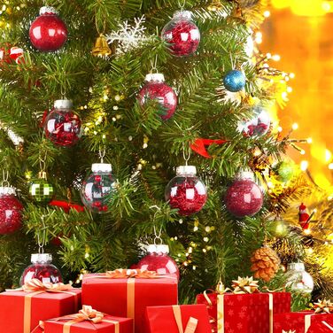 Набір прикрас на ялинку: 30 пластикових кулі діаметром 6 см (червоні)