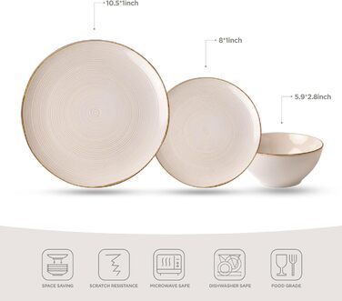 Набір посуду Tempus Serie, 18 предметів, керамічний сервіз для 6 осіб, реактивна глазур, підходить для мікрохвильової печі та посудомийної машини