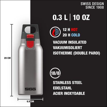 SIGG Hot & Cold ONE Thermo Drinking Bottle, non-toxic and insulated stainless steel drinking bottle, one-handed operation outdoor thermo bottle (0.3 L)