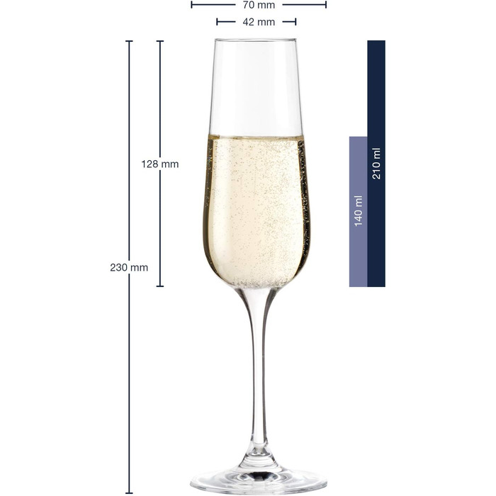 Набір келихів для шампанського Leonardo Tivoli, 6 шт. - келих для шампанського з витягнутим ніжкою, 23 см, 210 мл, 020962