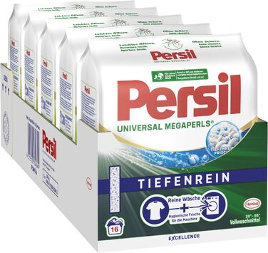Пральний порошок Persil Universal Megaperls, універсальний засіб для прання з технологією глибокого очищення, 5 x 16 завантажень, для білих та кольорових речей, 20-95 °C