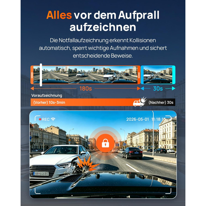 Автомобільний відеореєстратор 70mai A810 Lite 4K з Wi-Fi 6, передня та задня камери, чорний (Carbon Black)