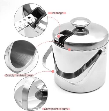 Нержавійна ваза для льоду з кришкою та лопаткою, 3.2L - Ідеально для напоїв та фруктів