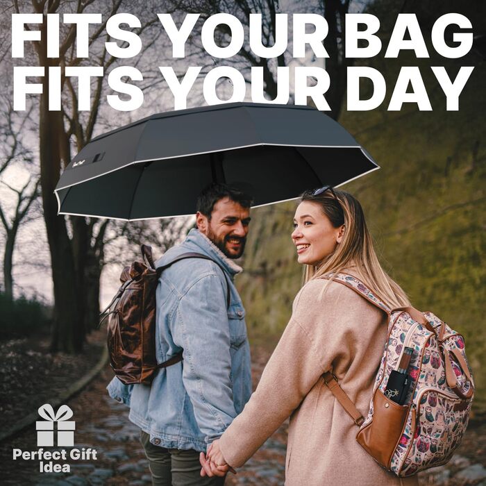 Чорний парасолька-тростина Royal Walk: штормовий, автоматичний, з дерев'яною ручкою для жінок та чоловіків