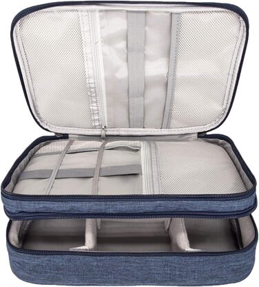 Водонепроникна сумка-органайзер для кабелів та електроніки Ruyosn. Двошарова сумка для кабелів, power bank, жорсткого диска. Синій колір, один розмір.