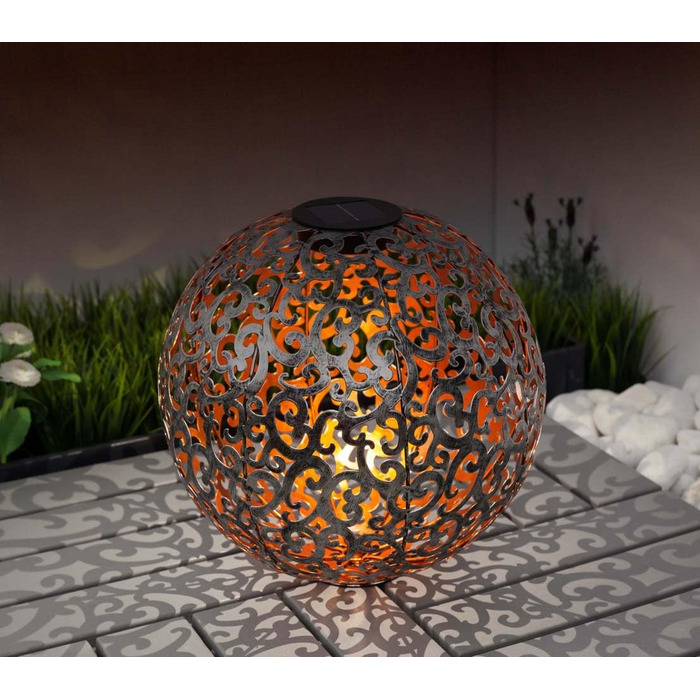 Dehner Solar Globe Luanda, Ø 30 cm, Metal, Silver/Copper