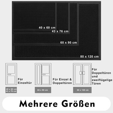 Килимок привідний вуличний 40x60 см, протиковзний силіконовий килим для бруду та пилу, вологостійкий та придатний для прання, чорний