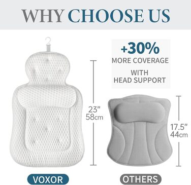 Подушка для ванни з підтримкою голови та шиї, антиковзаюча, з 54 присосками, м'яка сітчаста тканина 3D, для розслаблення та спа-процедур, бежева