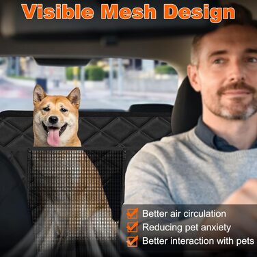Захисний чохол на заднє сидіння автомобіля для собак, водовідштовхуючий, антиковзаючий, 128x61 см, чорний
