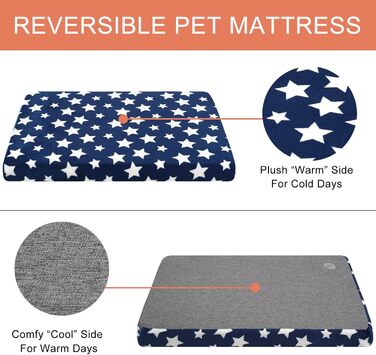 Лежанка для собак EMPSIGN, м'який килимок для перенесення, лежанка для собак знімний та пральний чохол, водонепроникна, для маленьких собак, 61x46x6.6 см, блакитна