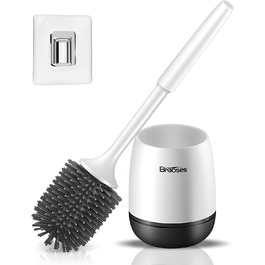 Набір для туалету: щітка з тримачем, силіконова щітка, довга ручка, швидке висихання, настінний/підлоговий монтаж (білий та чорний)