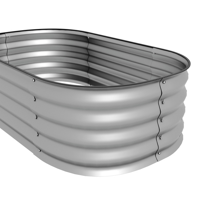 Outsunny Metal Raised Garden Bed 105x62x30cm Planting Box Vegetable Bed DIY Flower Box Open Bottom Herb Bed for Garden Balcony Silver