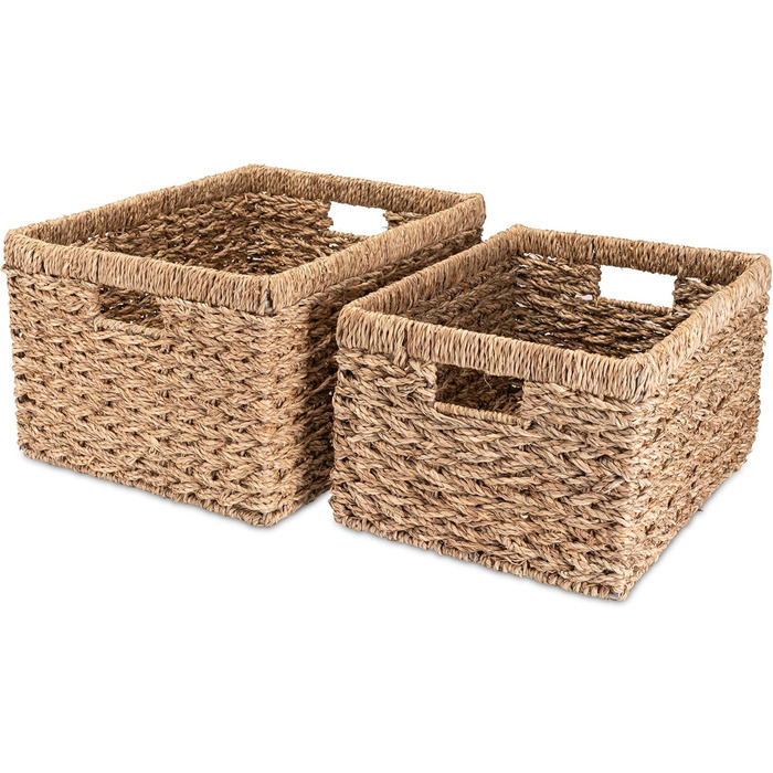 Набір кошиків для зберігання Decorasian, великий XL+L, плетені з морської трави, натуральний, міцний, 2 шт.