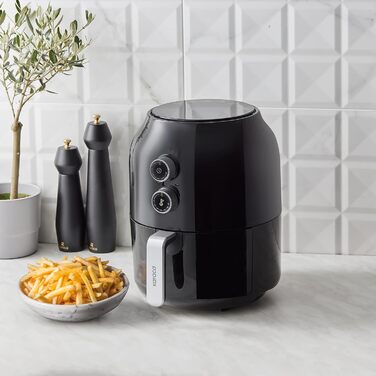 Karaca Multifry - Аерофритюрниця 3.5л, 1300 Вт, чорна - Здорова смаження, енергоекономія, легке очищення