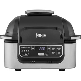 Ninja Foodi Grill & Air Fryer, 5.7L Air Fryer, Air Fryer, Dishwasher-Safe Parts, 5-in-1, Black/Silver AG301EU Grill & Air Fryer 5.7L Black/Silver