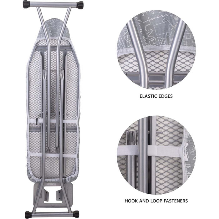 Чохол та килимок для прасувальної дошки, стрейчевий, бавовна, сірий