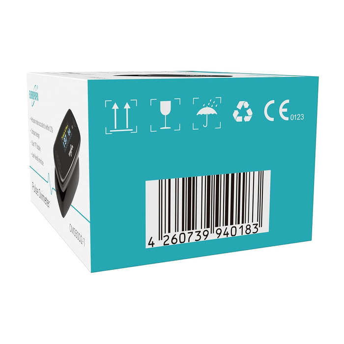 Пульсоксиметр EUROPAPA: вимірювання SpO2 та пульсу з OLED дисплеєм (чорний)