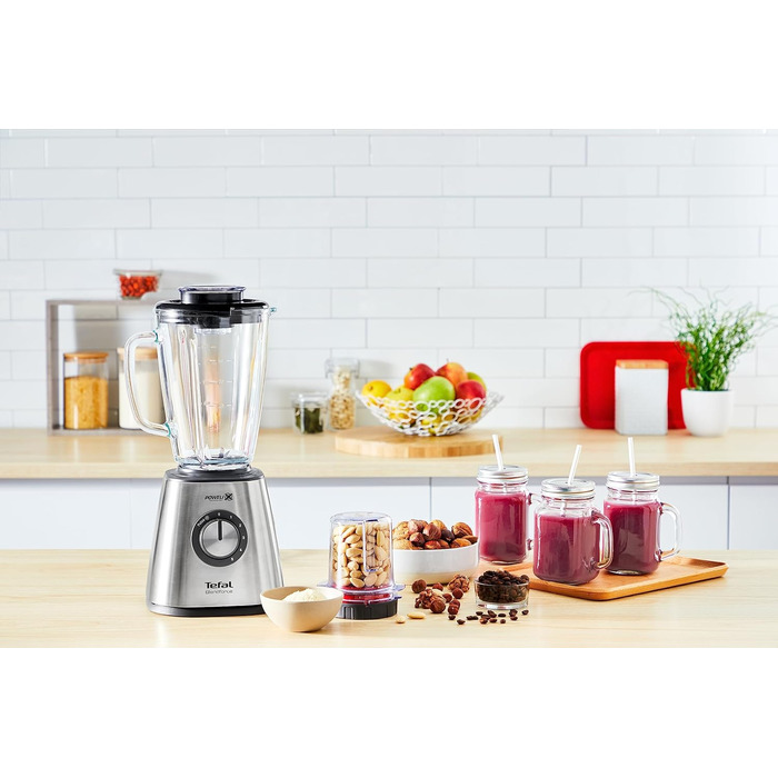 Tefal BL439D Blendforce 2 Stand Mixer | 800 W | Powerful Mixing | 5 Speeds | Pulse Function | 6 Powelix Blades | Stainless Steel Housing | 1.75-L Heat-Resistant Glass Jug | Ice Crushing | Stainless Steel