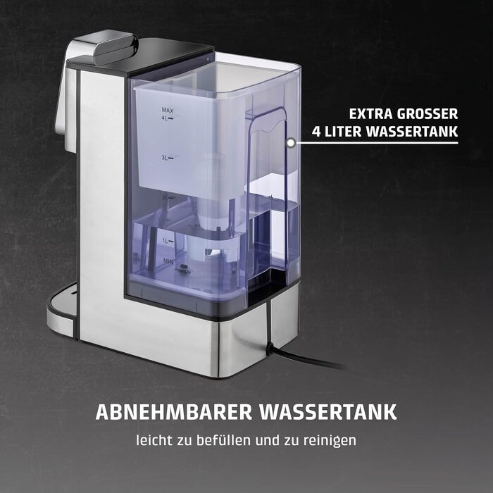 CASE HW 1660 - Turbo Hot Water Dispenser, hot water in seconds (40-100°C), 2600 Watts, extra-large 4-liter water tank, direct selection button for baby food (37°C), energy-saving
