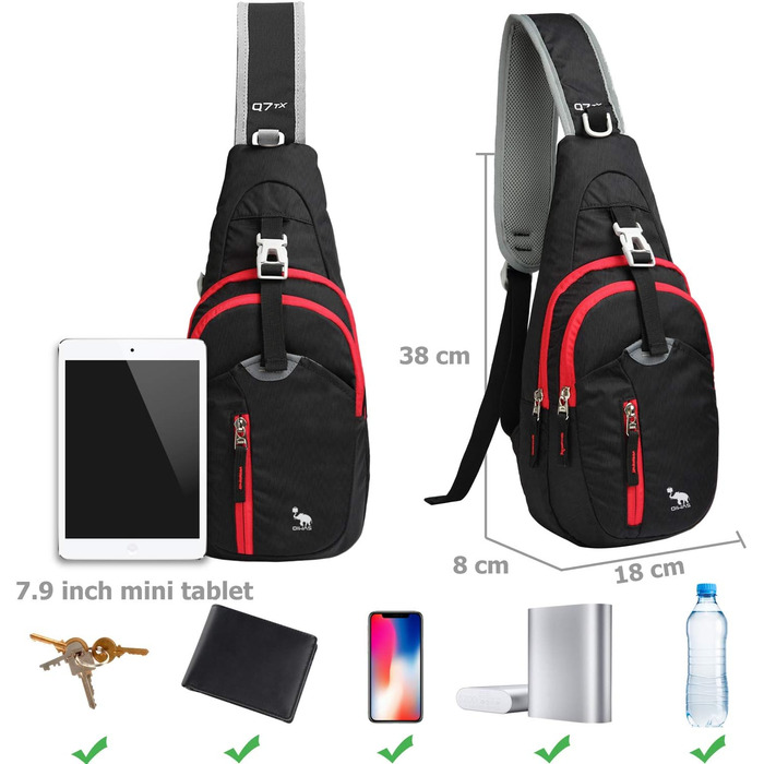 Чоловіча нагрудна сумка Olwas – чорна, для фотографії, подорожей, велосипеда та мотоцикла