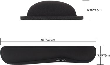 Підставка для зап'ястя ELZO для клавіатури: ергономічна, з memory foam, чорна, для ПК та ноутбука