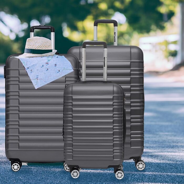 Набір валіз TRVLMORE 3 шт. з жорсткого пластику: маленька, середня, велика сіра валіза для подорожей, ручна валіза 55x40x20 см