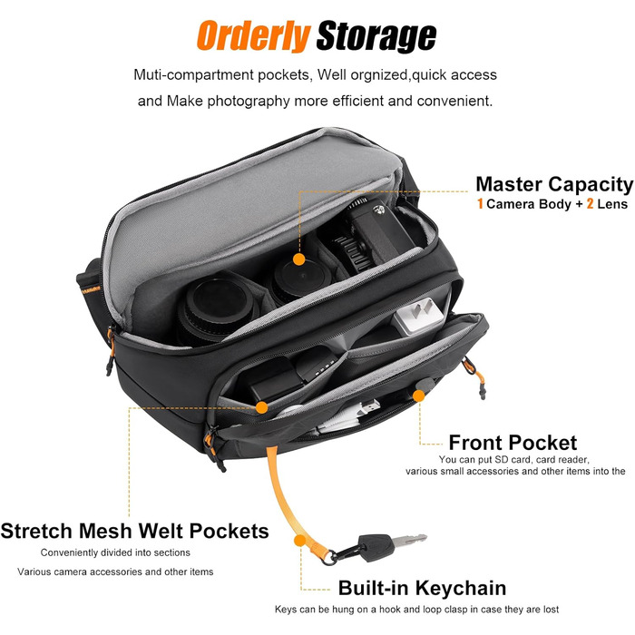 Чорна фотосумка Cwatcun для фотографів з кріпленням для штатива, водонепроникна (M)