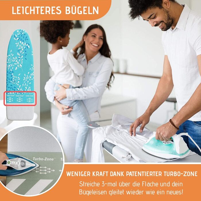 Чохол для прасувальної дошки для парогенератора (розмір L) | Універсальний до 140x50 см | Чохол для прасувальної дошки для швидкого та легкого прасування | Виготовлено в ЄС | Підходить для парогенераторів | Синій Lugano (Синій) L