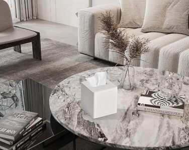 Скляна коробка для серветок, PU-шкіра, сучасний дизайн, для ванної, спальні, кухні, офісу (бежева льон)