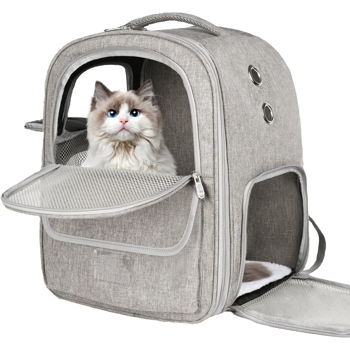 Рюкзак-переноска для котів та собак, дихаючий, сірий | Рюкзак для тварин для подорожей, прогулянок, хандлінгу