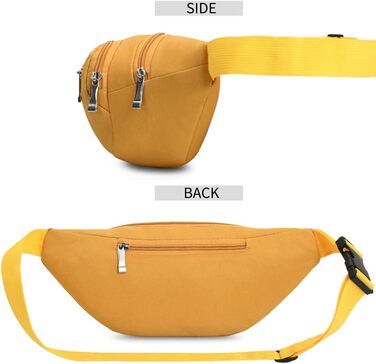 Водонепроникна поясна сумка на пояс, 3 кишені на блискавці для чоловіків та жінок, для піших прогулянок, туризму, спорту, подорожей, гаманець (Жовтий)