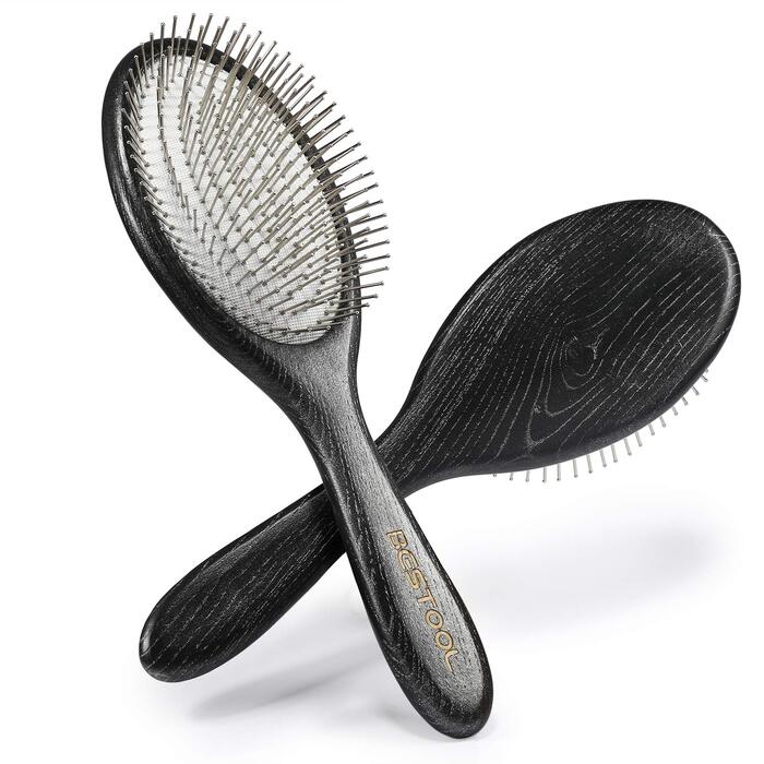 BESTOOL Щітка для волосся Paddle Detangler з металевими щетинками, для розплутування та масажу, підходить для кучерявого та довгого волосся, для мокрого та сухого волосся