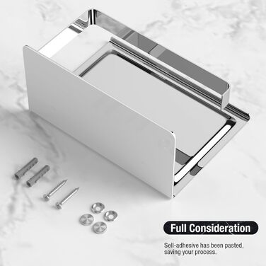 Тримач туалетного паперу HITSLAM без свердління, нержавіюча сталь з полицею, самоклеючий, для ванної кімнати